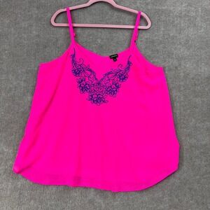 Torrid Size 2 18/20 Hot Pink Embroidered Sleeveless Layered Cami Tank Top